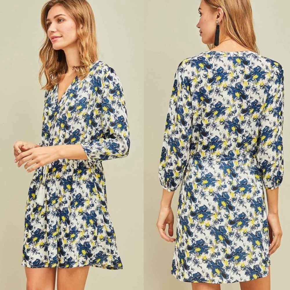 FLASH SALE Entro Floral Dress Boho V Neck